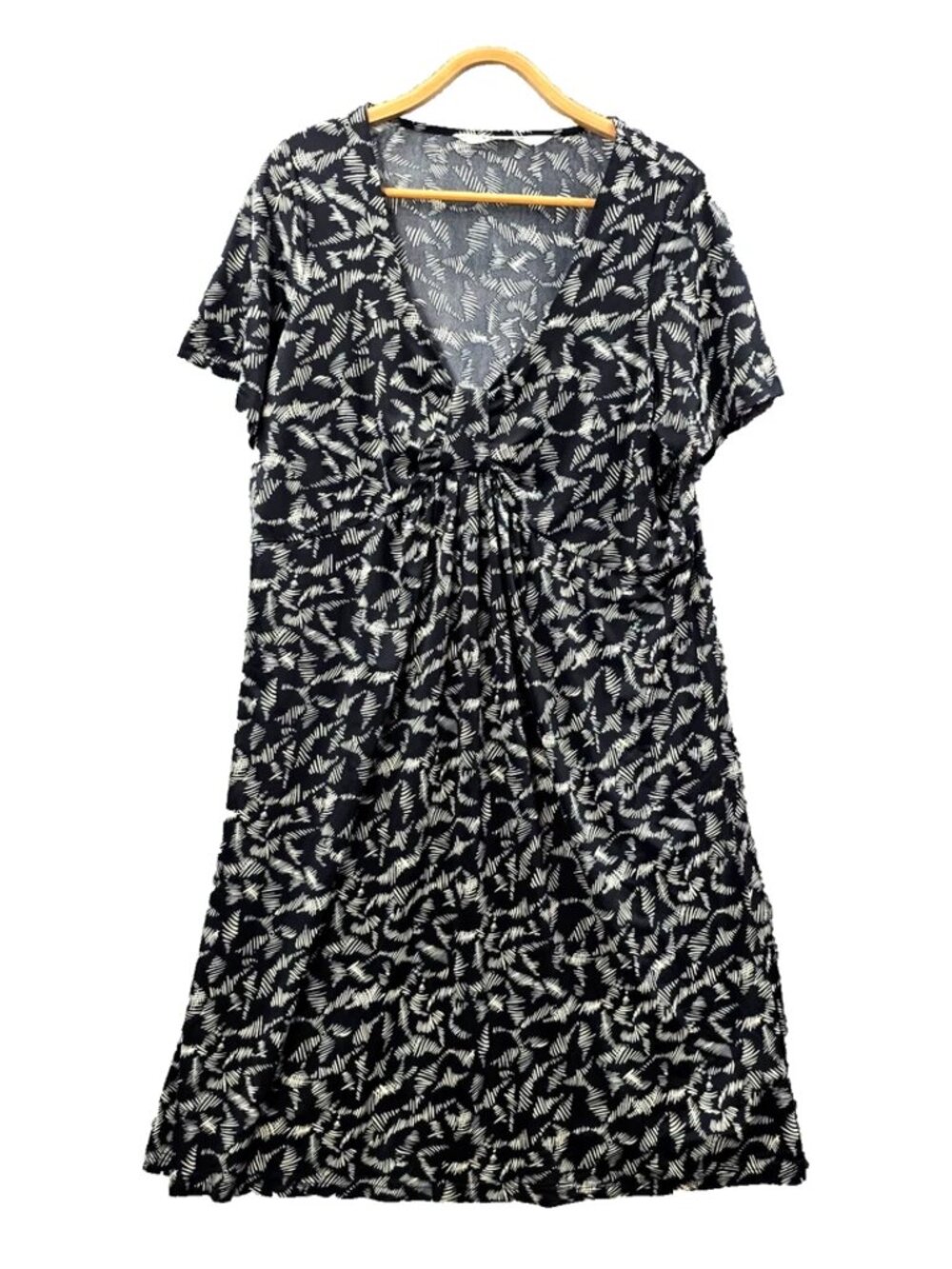 Virtu Womens A-line Dress Plus Size S Black White Stretch Knit Short Sleeve